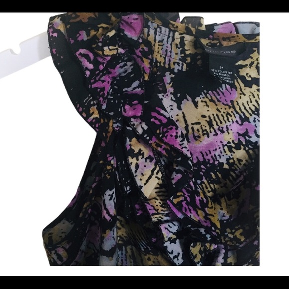 SPENSE (Nordstrom) Watercolour Sleeveless Ruffle Front Blouse Purple Size Medium - Picture 7 of 10